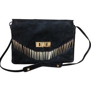 NEW Zara 100% leather suede bag with gold hardware